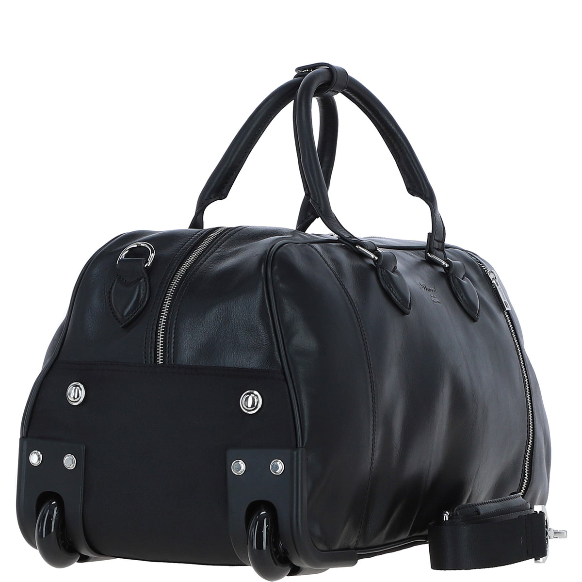 Ashwood Leather PL-50 Black Leather Duffel Trolley Bag