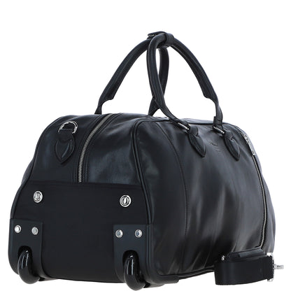Ashwood Leather PL-50 Black Leather Duffel Trolley Bag