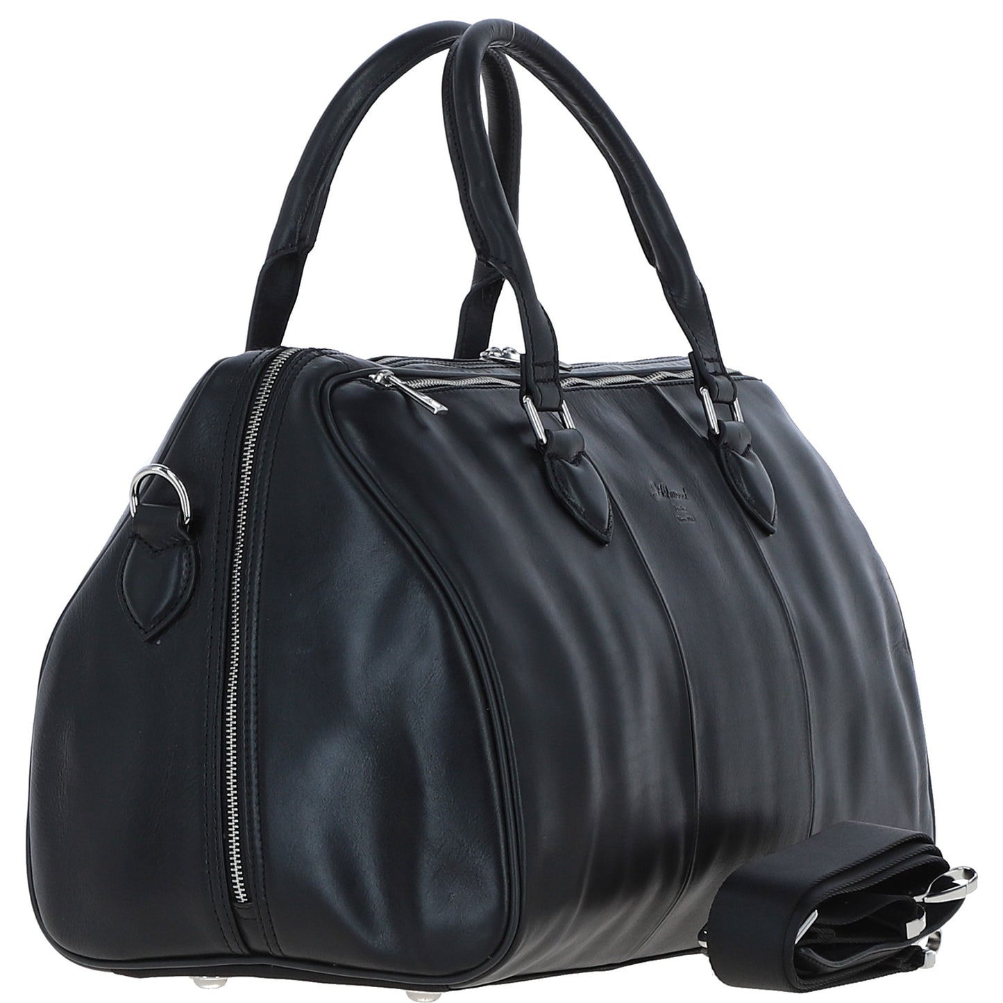 Ashwood Leather PL-47 Black Leather Weekender Bag