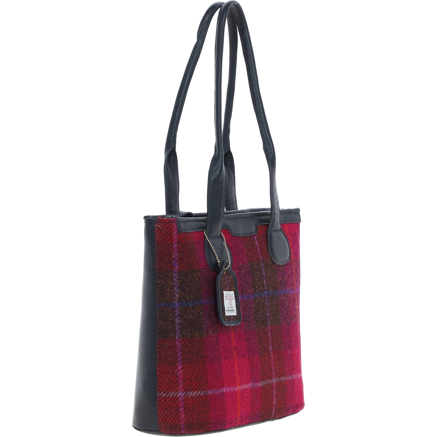 Ashwood Leather TW-23 06-Navy/Pink Leather/Tweed Large Shopper Bag