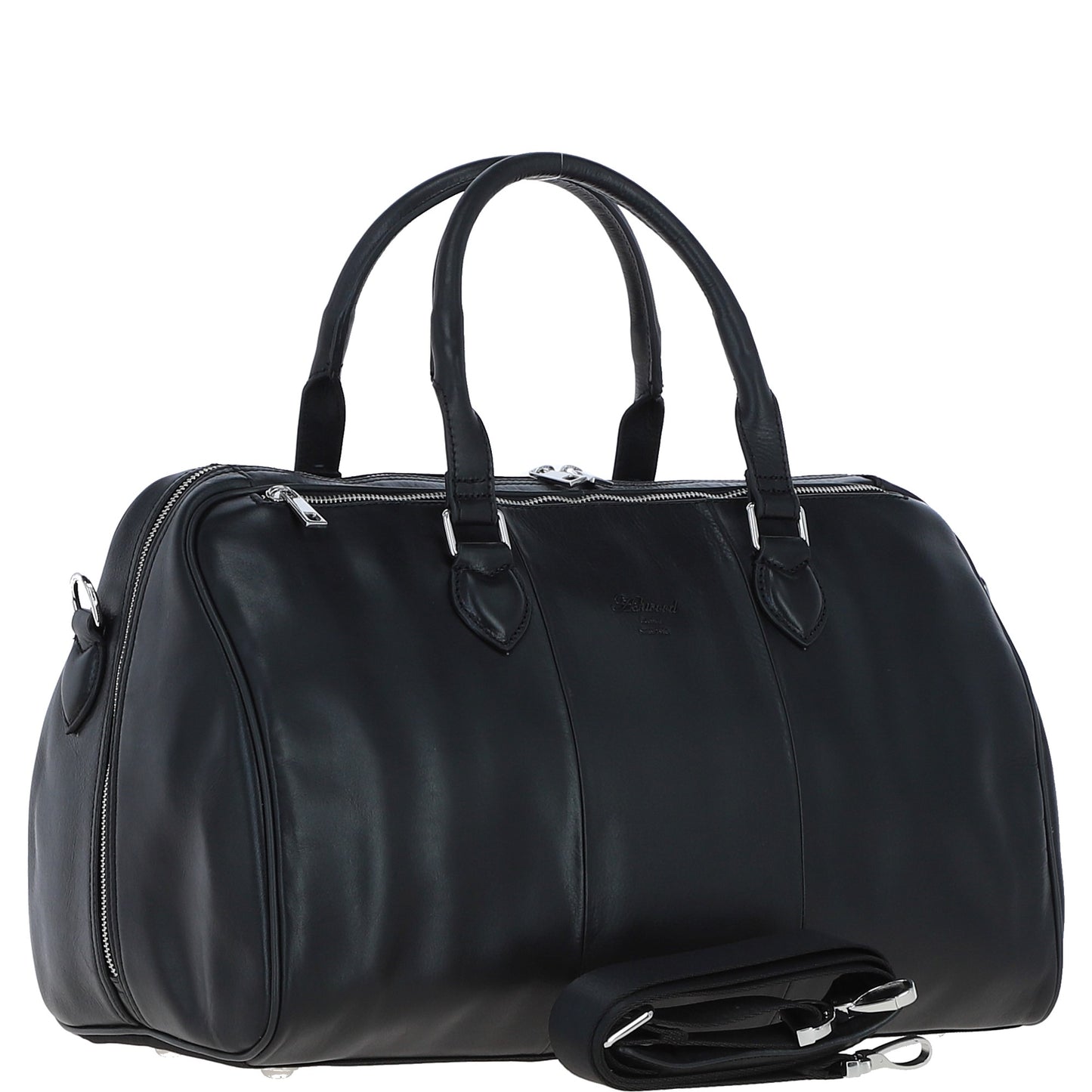 Ashwood Leather PL-47 Black Leather Weekender Bag