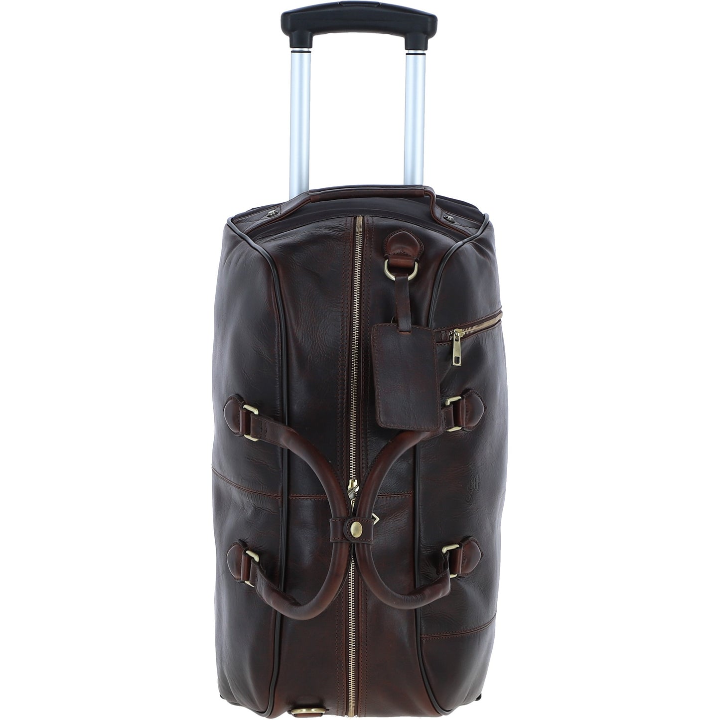 Ashwood Leather PL-50 Brown Leather Duffel Trolley Bag