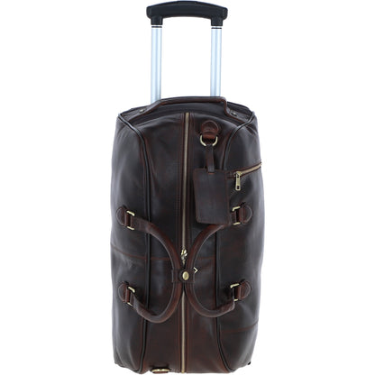 Ashwood Leather PL-50 Brown Leather Duffel Trolley Bag