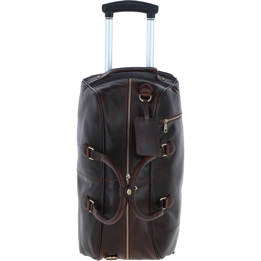 Ashwood Leather PL-50 Brown Leather Duffel Trolley Bag