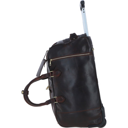 Ashwood Leather PL-50 Brown Leather Duffel Trolley Bag