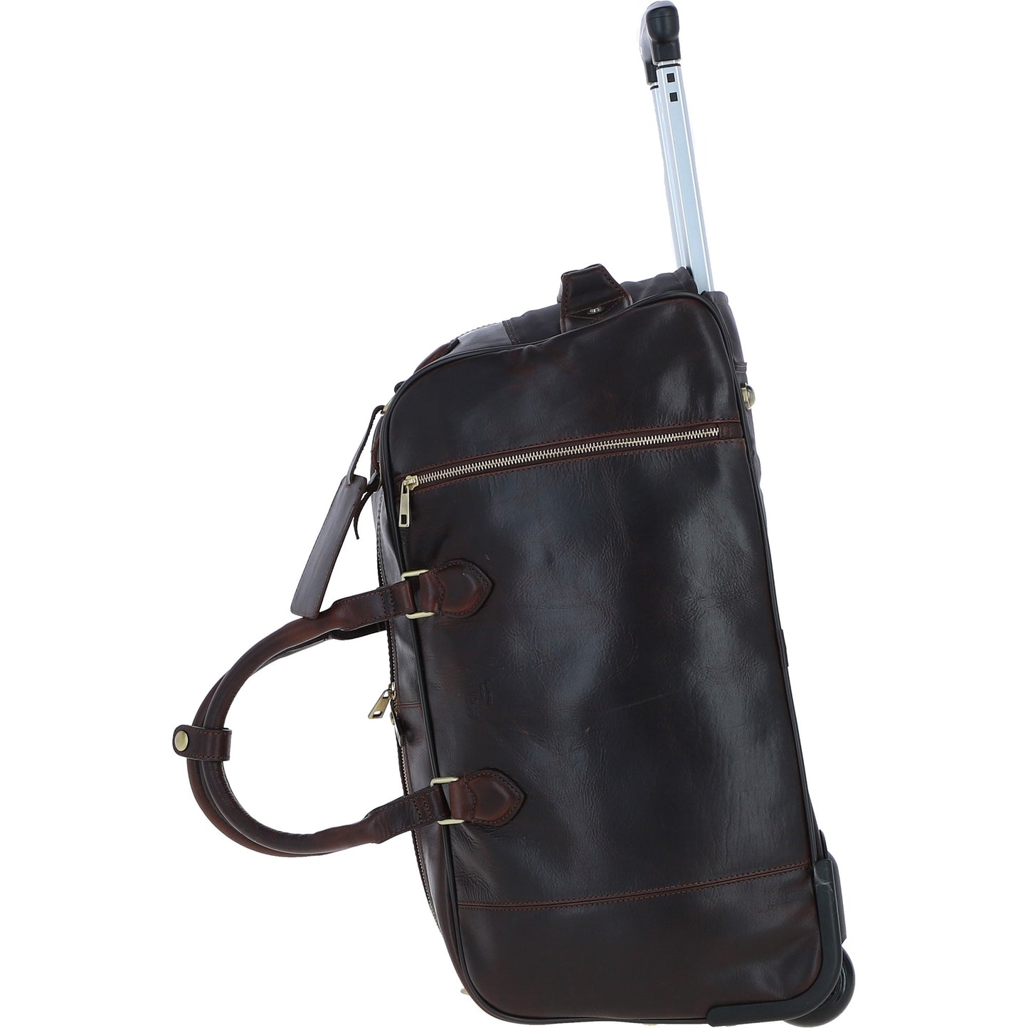 Ashwood Leather PL-50 Brown Leather Duffel Trolley Bag