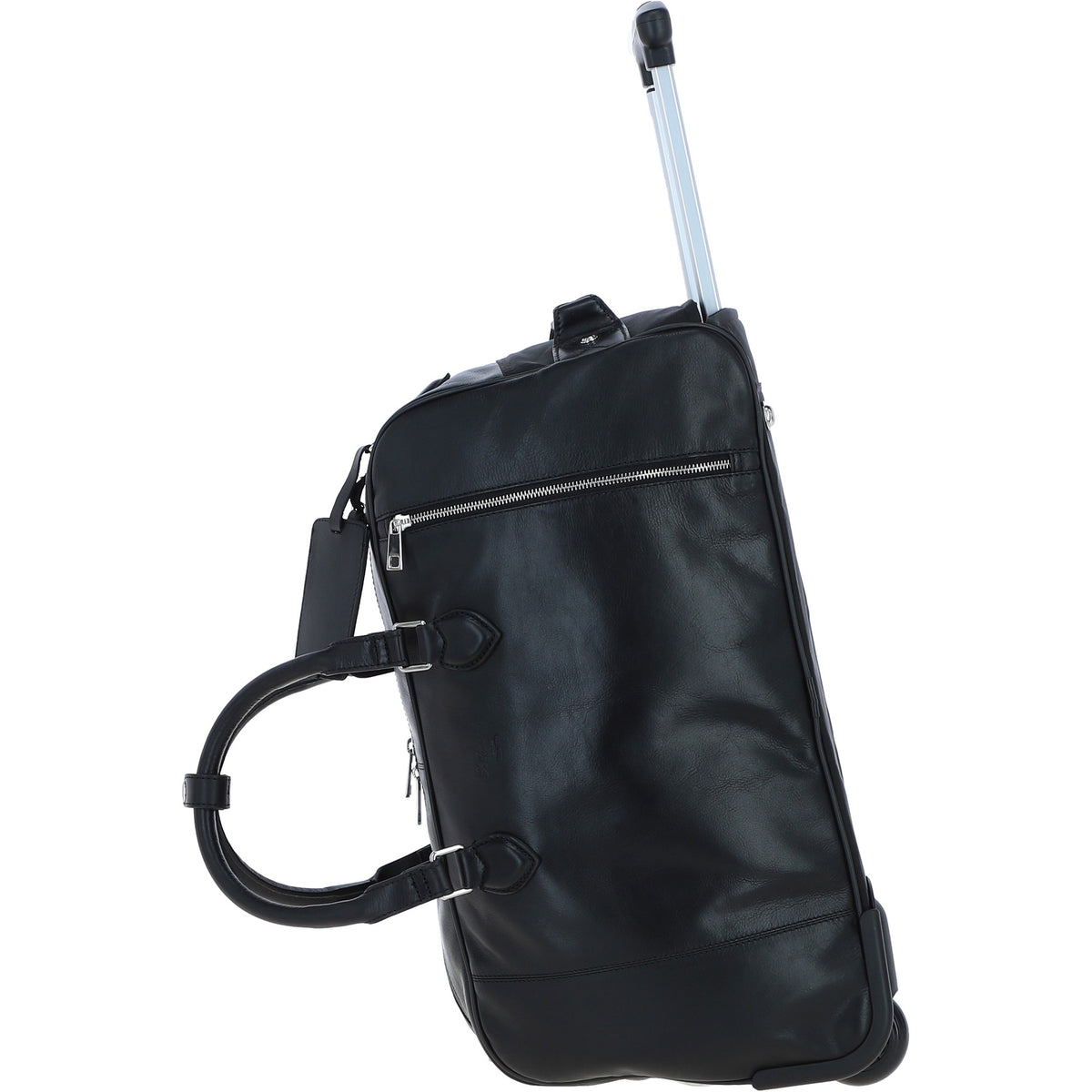 Ashwood Leather PL-50 Black Leather Duffel Trolley Bag