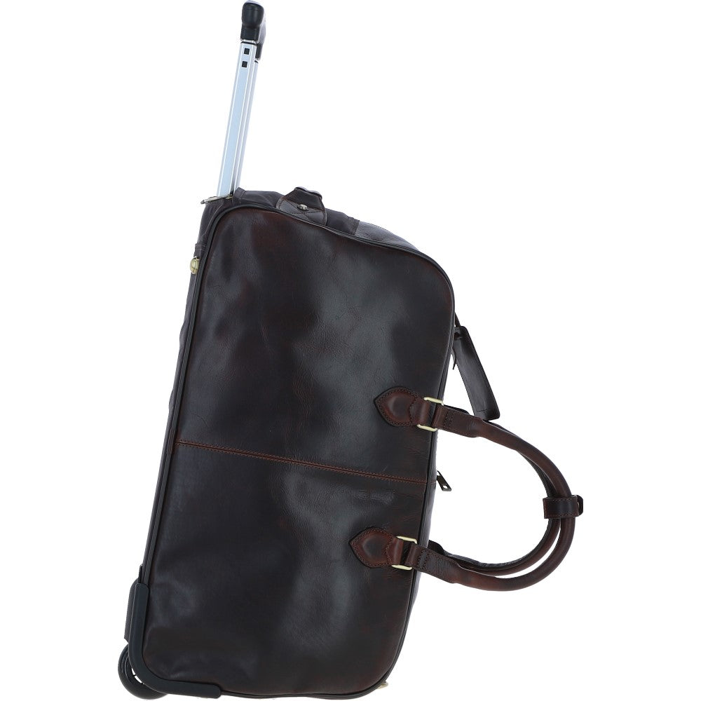 Ashwood Leather PL-50 Brown Leather Duffel Trolley Bag