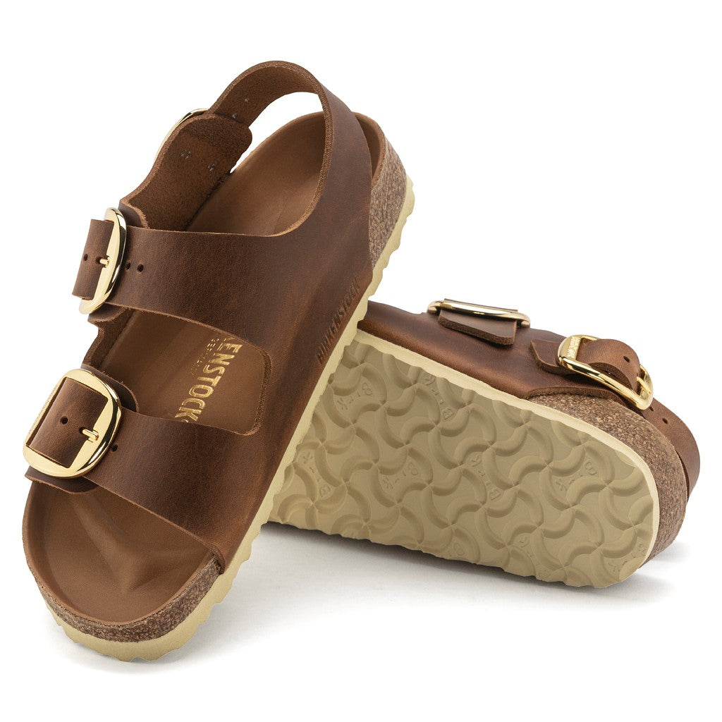 Birkenstock 1024067 Milano Big Buckle Oiled Leather Cognac Sandals
