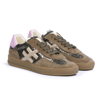 Another Trend A0328715 Baby Silk+Bolzano Tostado, Brown Shimmer & Pink Heel Trainers
