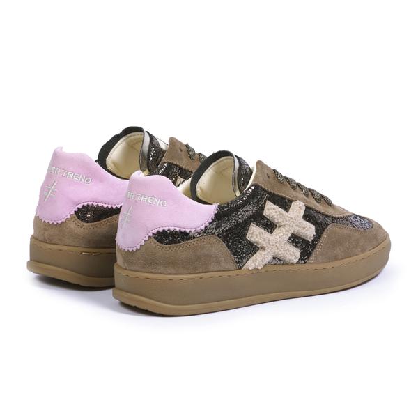 Another Trend A0328715 Baby Silk+Bolzano Tostado, Brown Shimmer & Pink Heel Trainers
