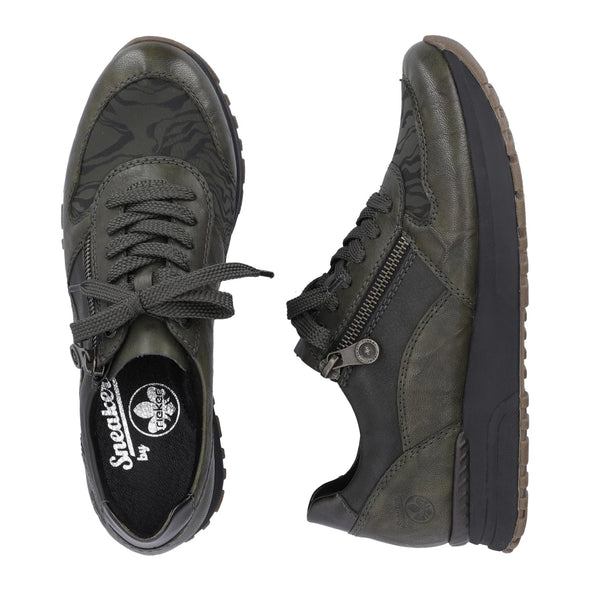 Rieker N7401-52 Green Zebra Sneakers with Zip