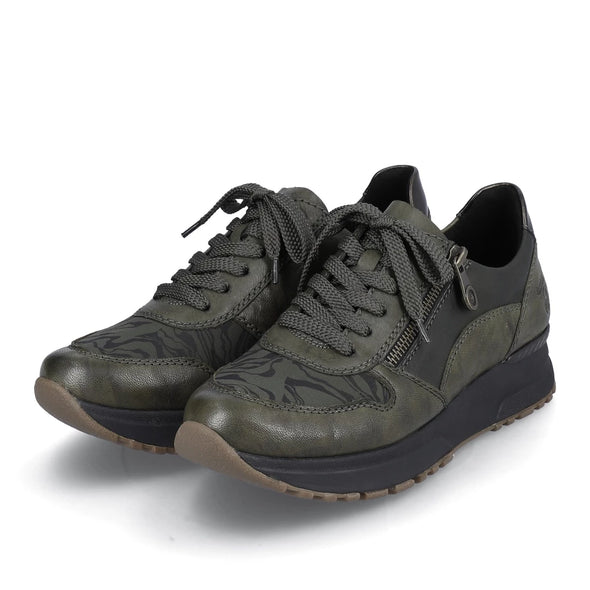 Rieker N7401-52 Green Zebra Sneakers with Zip