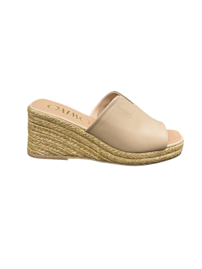 Gaimo Ocra Beige Slip On Wedge Sandals