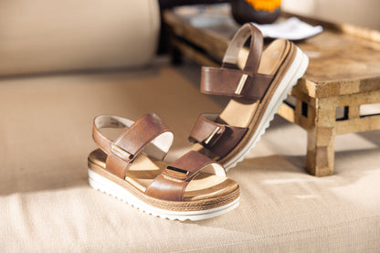 Remonte D0Q59-24 Brown Velcro Sandals with Slingback Strap
