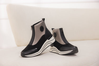 Remonte D0T78-03 Black & Silver H Fit Front Zip Boots