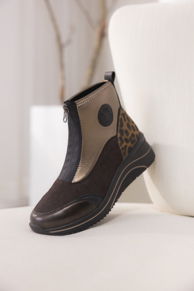 Remonte D0T78-90 Black & Bronze H Fit Front Zip Boots
