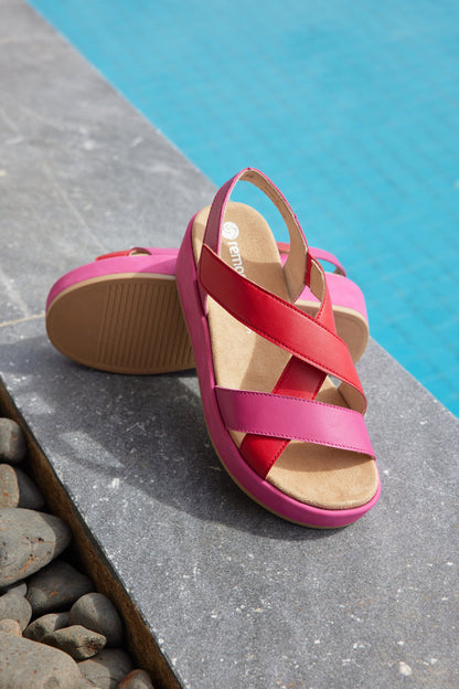 Remonte D1N52-33 Pink & Red Slingback Sandals
