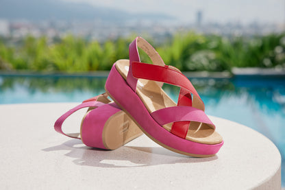 Remonte D1N52-33 Pink & Red Slingback Sandals