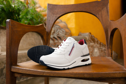 Remonte D2H00-80 H Fit White, Navy & Red Combi Sneakers with Side Zip