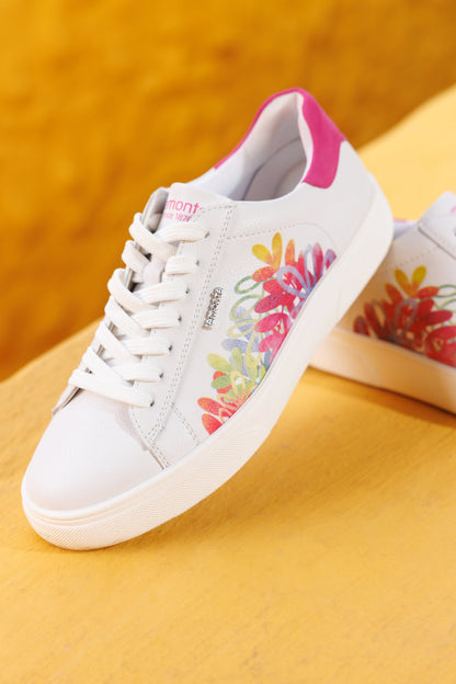 Remonte D2J00-82 White & Pink Multi Leaf Trainers