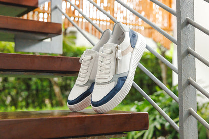 Remonte D3E05-80 Jeans Blue & White H Fit Trainers with Zip