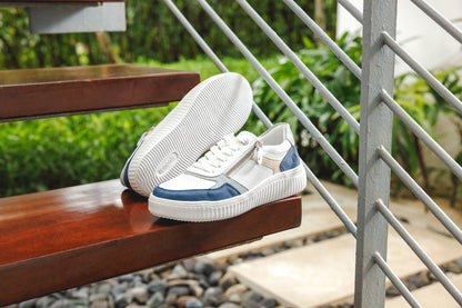 Remonte D3E05-80 Jeans Blue & White H Fit Trainers with Zip