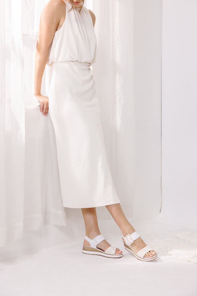 Remonte D6453-81 White & Gold F 1/2 Fit Sandals with Slingback Strap