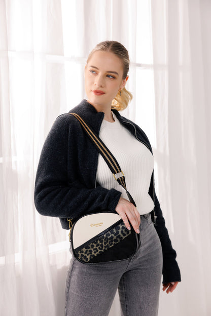 Remonte Q0647-02 Black, Gold & Cream Combi Crossbody Bag