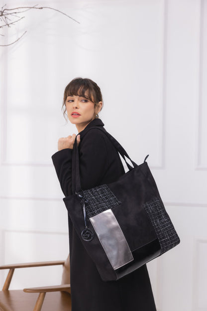 Remonte Q0727-01 Black, White & Silver Handbag