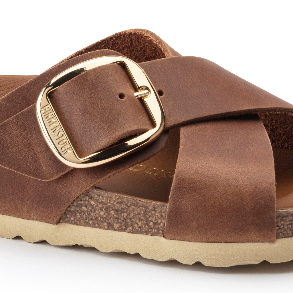 Birkenstock 1020165 Siena Big Buckle Oiled Leather Cognac Tan Sandals