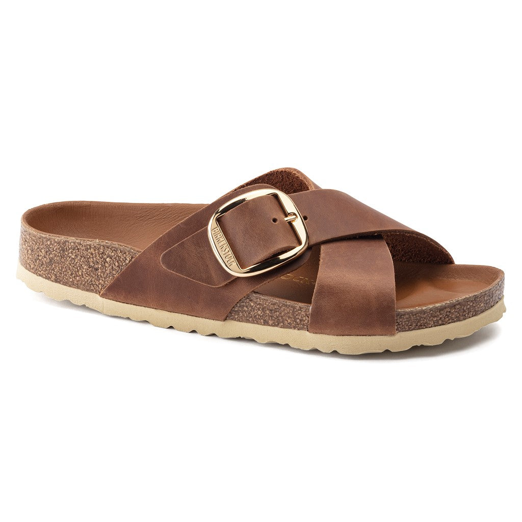 Birkenstock 1020165 Siena Big Buckle Oiled Leather Cognac Tan Sandals