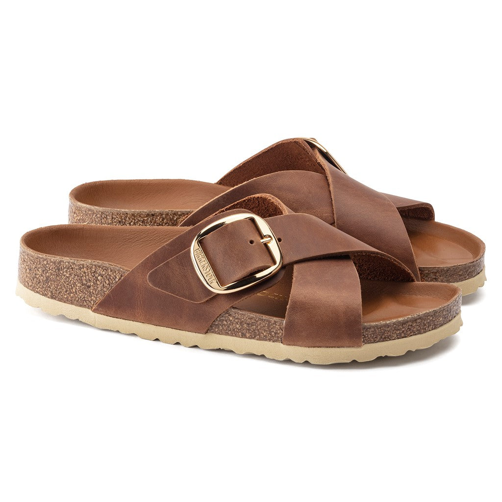 Birkenstock 1020165 Siena Big Buckle Oiled Leather Cognac Tan Sandals