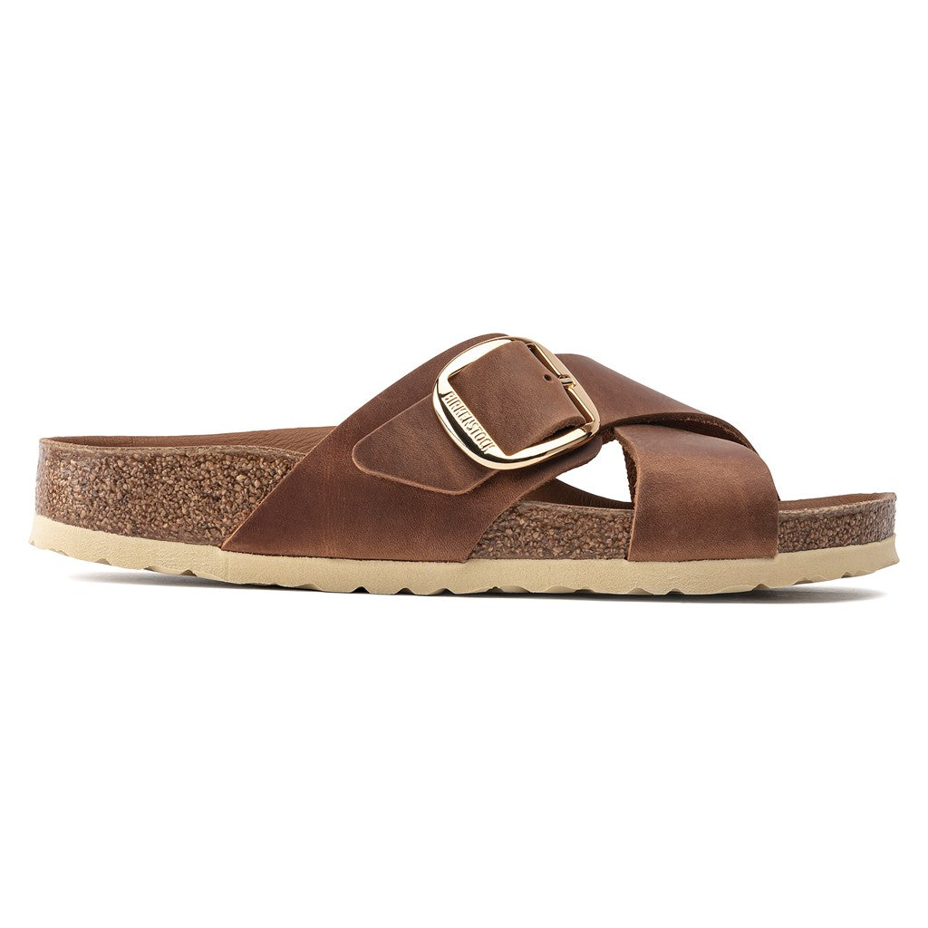 Birkenstock 1020165 Siena Big Buckle Oiled Leather Cognac Tan Sandals