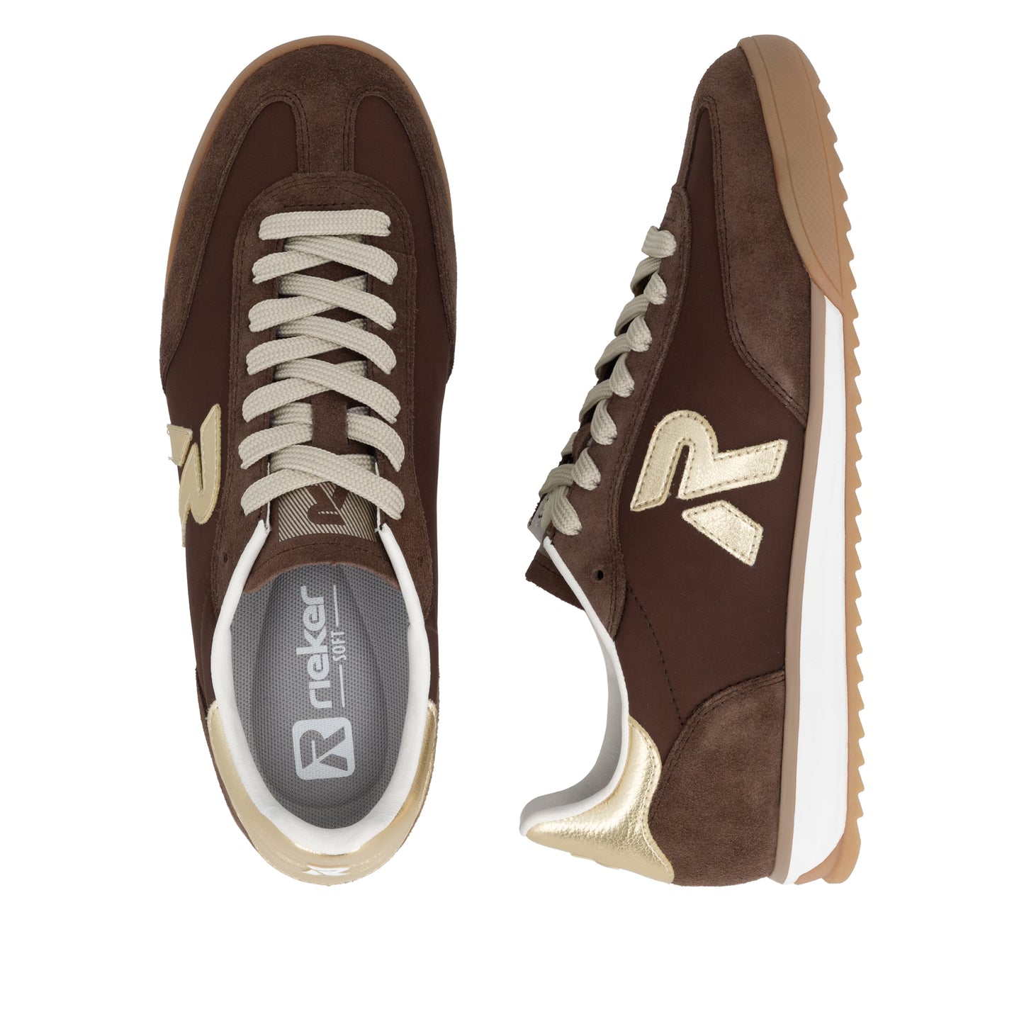 Rieker W4000-25 Tabak Brown & Light Gold Trainers