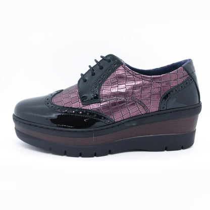 Notton 0157 122 Burdeous/Wine & Black Wedge Lace Shoes