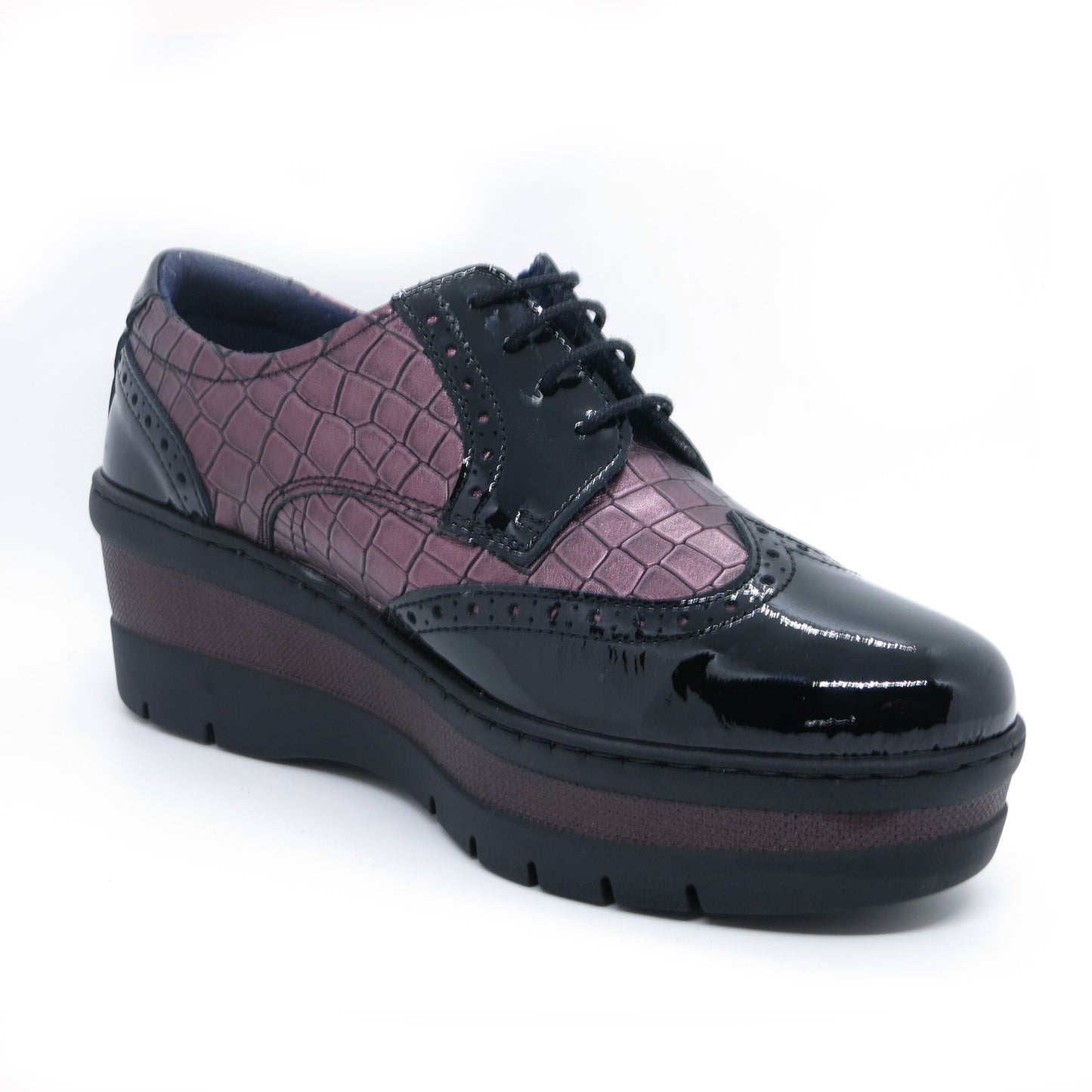 Notton 0157 122 Burdeous/Wine & Black Wedge Lace Shoes