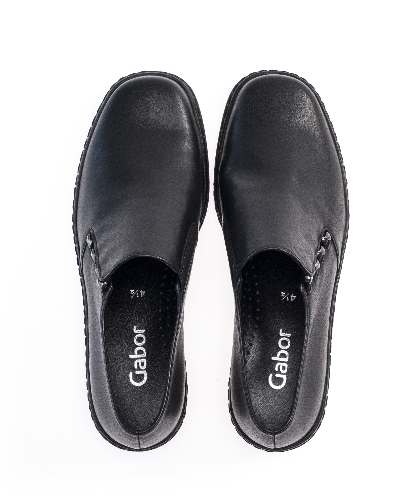 Gabor 04.443.27 Black Slip On Loafers with Side Studs