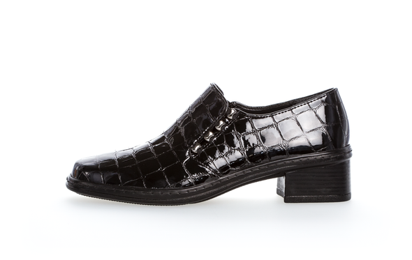 Gabor 04.443.97 Black Patent Croc Print Slip On Loafers