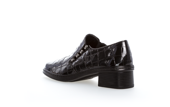 Gabor 04.443.97 Black Patent Croc Print Slip On Loafers
