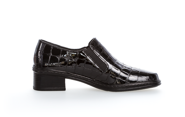 Gabor 04.443.97 Black Patent Croc Print Slip On Loafers