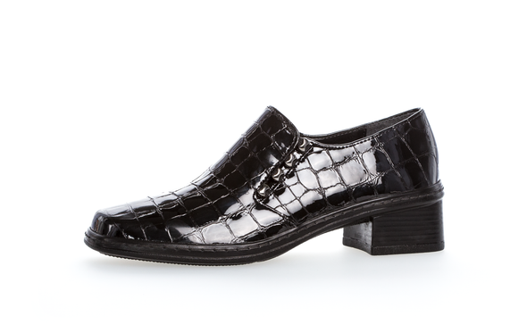 Gabor 04.443.97 Black Patent Croc Print Slip On Loafers