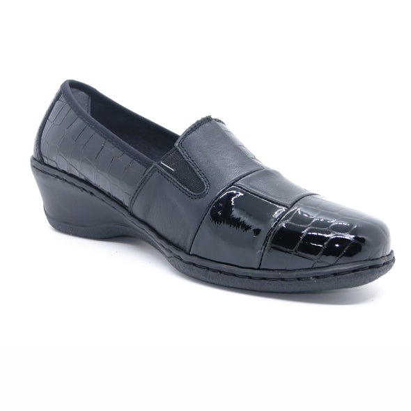 Notton 0460 Black 01 Croc Slip On Loafers