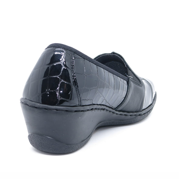 Notton 0460 Black 01 Croc Slip On Loafers