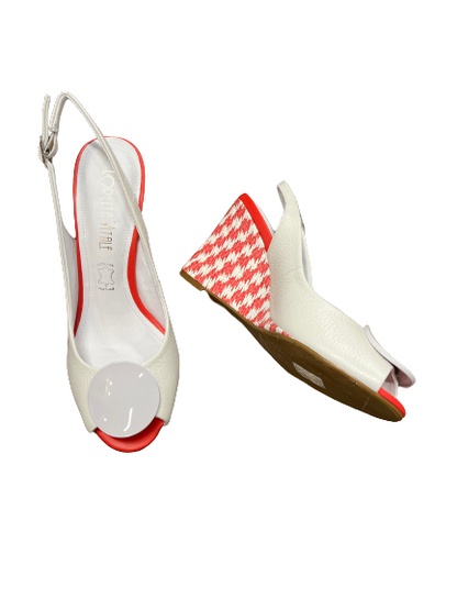 Loretta Vitale 10036-203-237 White & Red Wedge Heels