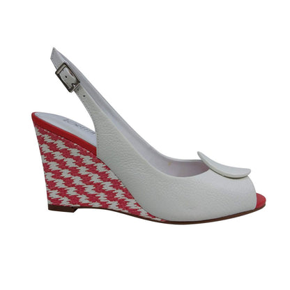 Loretta Vitale 10036-203-237 White & Red Wedge Heels