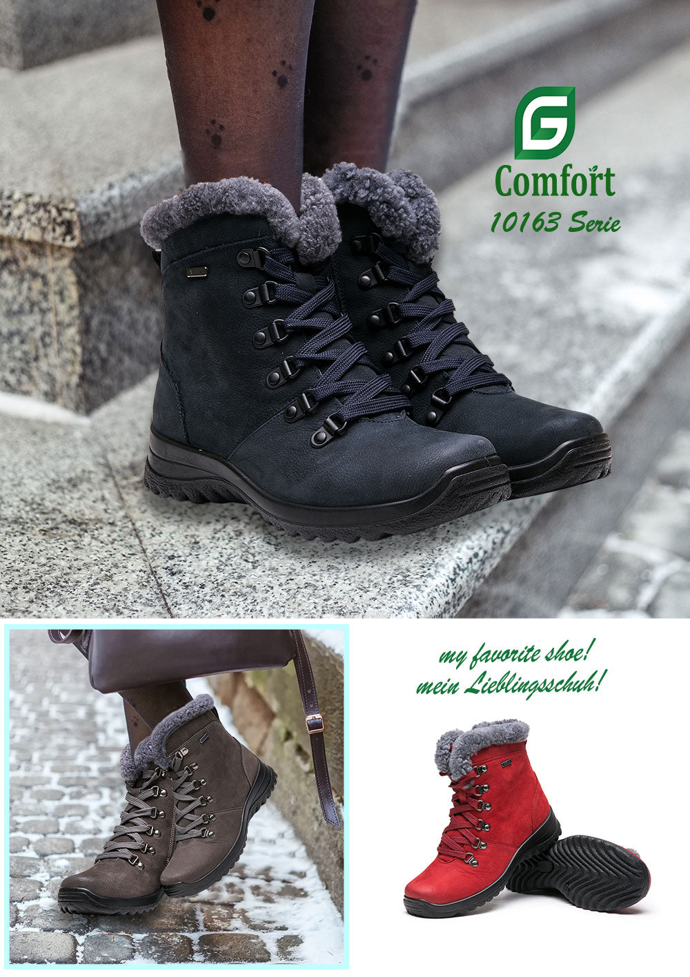 G Comfort 10163 Tex Ocean Navy Fur Boots