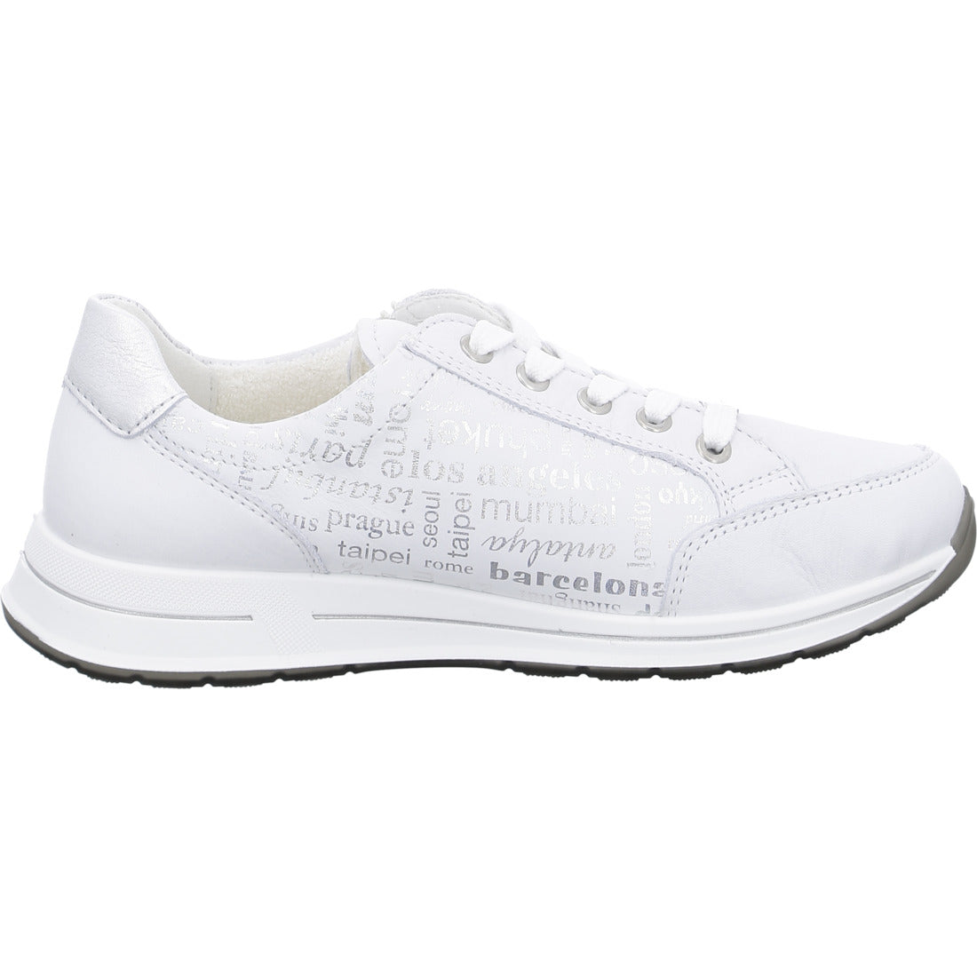 Ara 12-24801 09 Osaka Silver & White Combi H Fit Sneakers with Zip