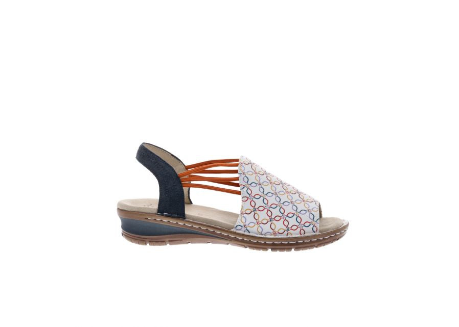Ara 12-27241-84 Hawaii Multi Indigo Blue, White & Orange G Fit Sandals with Slingback Strap
