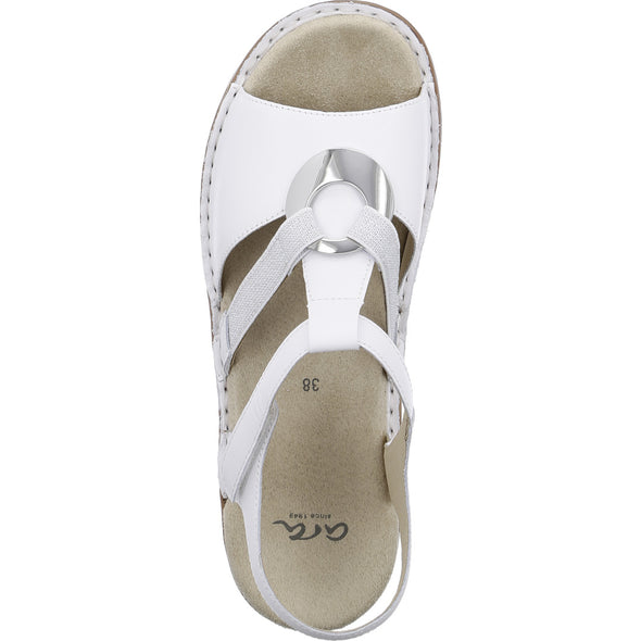 Ara 12-27272-78 White & Silver G Fit Velcro Sandals with Slingback Strap